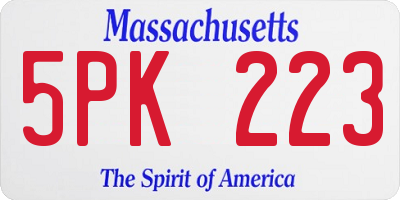 MA license plate 5PK223