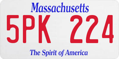 MA license plate 5PK224