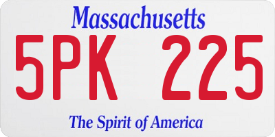 MA license plate 5PK225