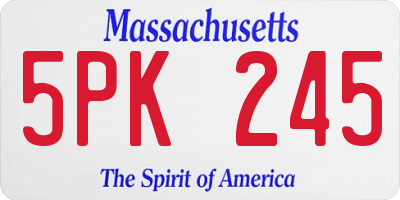 MA license plate 5PK245