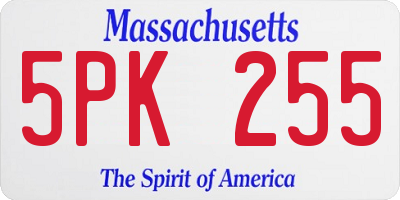 MA license plate 5PK255