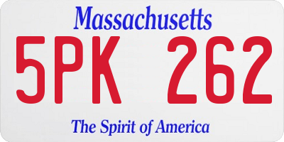 MA license plate 5PK262