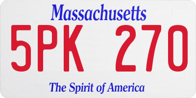 MA license plate 5PK270