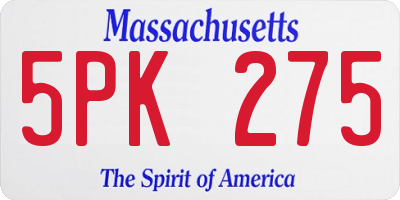 MA license plate 5PK275