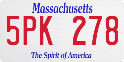 MA license plate 5PK278