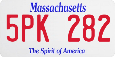 MA license plate 5PK282