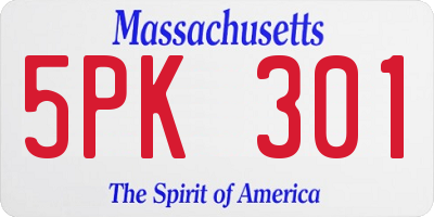 MA license plate 5PK301