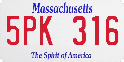 MA license plate 5PK316