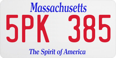 MA license plate 5PK385