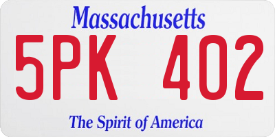 MA license plate 5PK402