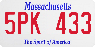 MA license plate 5PK433