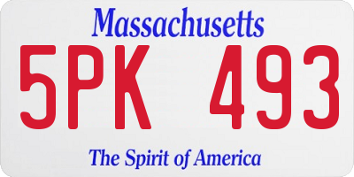 MA license plate 5PK493