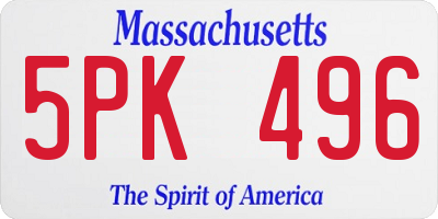 MA license plate 5PK496