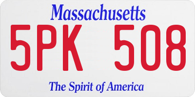 MA license plate 5PK508