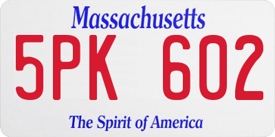 MA license plate 5PK602