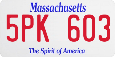 MA license plate 5PK603
