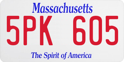 MA license plate 5PK605