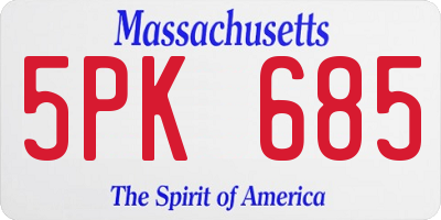 MA license plate 5PK685