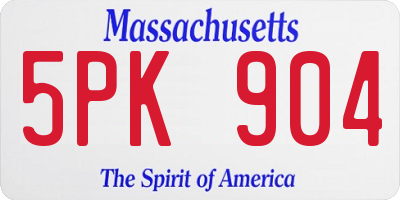 MA license plate 5PK904