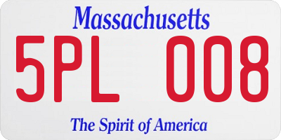 MA license plate 5PL008