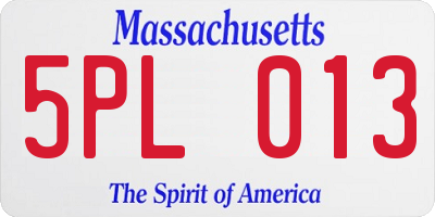 MA license plate 5PL013