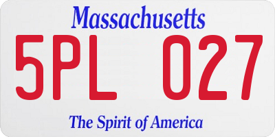MA license plate 5PL027