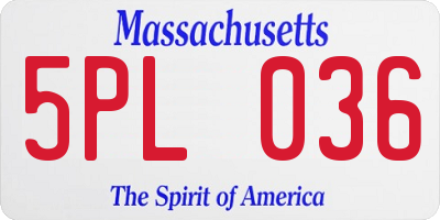 MA license plate 5PL036