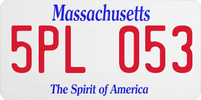 MA license plate 5PL053