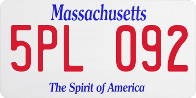 MA license plate 5PL092
