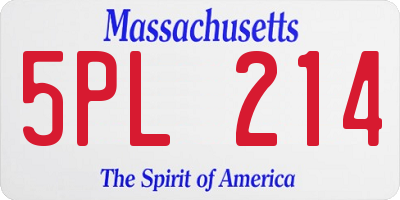 MA license plate 5PL214