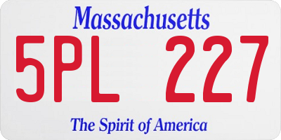 MA license plate 5PL227