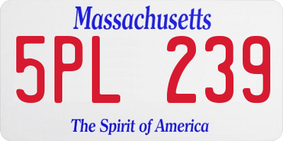 MA license plate 5PL239
