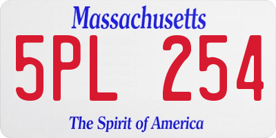 MA license plate 5PL254