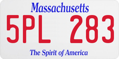 MA license plate 5PL283