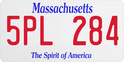 MA license plate 5PL284
