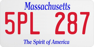 MA license plate 5PL287