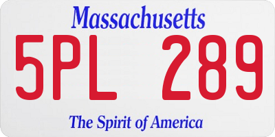 MA license plate 5PL289