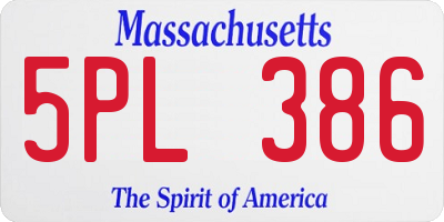 MA license plate 5PL386
