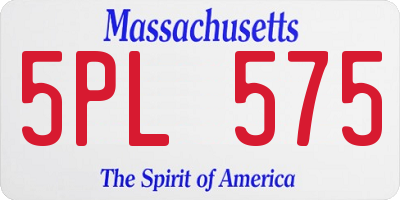 MA license plate 5PL575