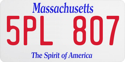 MA license plate 5PL807