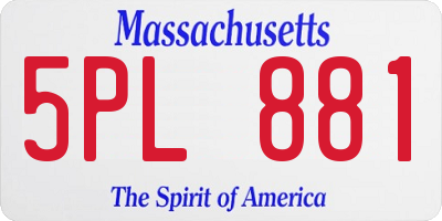 MA license plate 5PL881