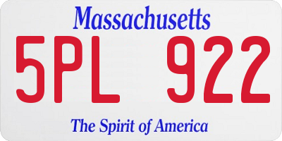 MA license plate 5PL922