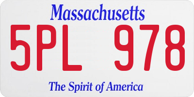 MA license plate 5PL978