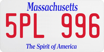 MA license plate 5PL996