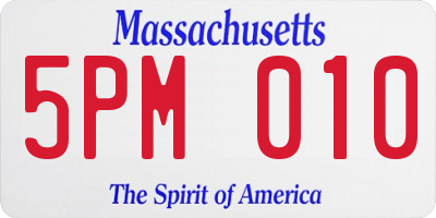 MA license plate 5PM010
