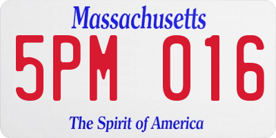 MA license plate 5PM016