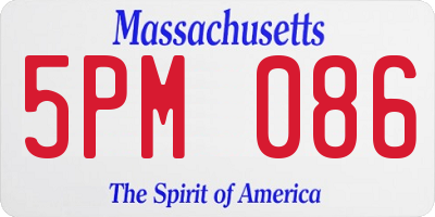 MA license plate 5PM086