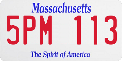 MA license plate 5PM113