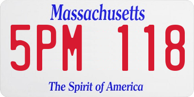 MA license plate 5PM118