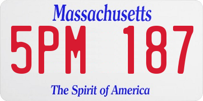 MA license plate 5PM187